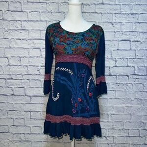 Rising International Floral Lace 3/4 Ruffle Sleeve Dress Fairy Womens Sz S